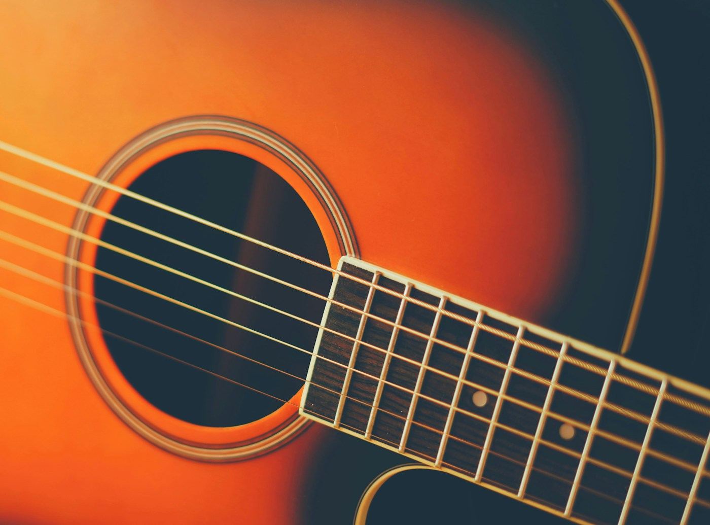 Acoustic guitar soundhole and frets